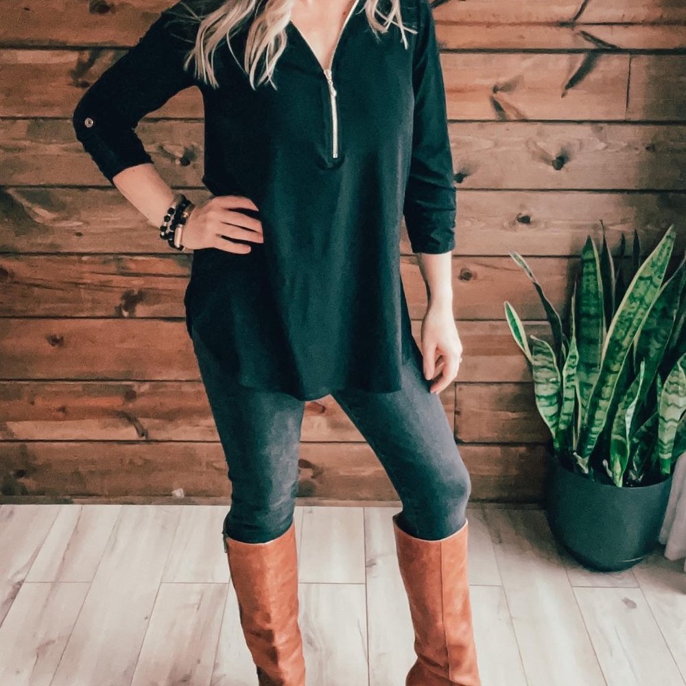 THE CALISTA BLACK ZIPPER BLOUSE